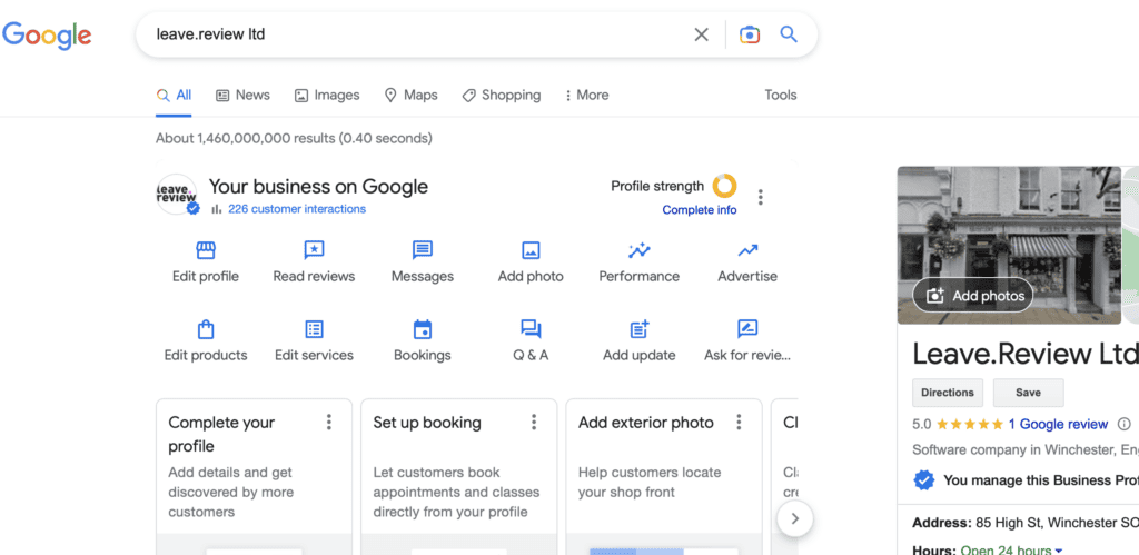 Google business profile on Google Maps