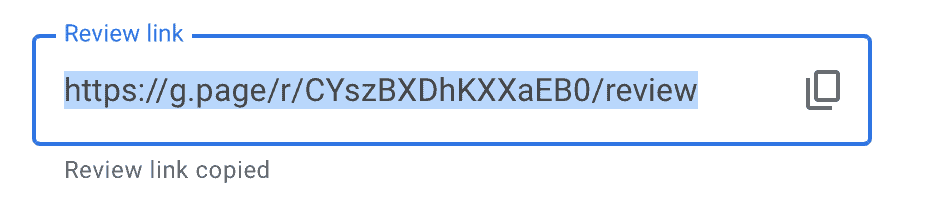 Google review link - copied to clipboard